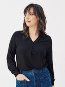 Jersey Bluse mit Kellerfalte aus Ecovero by Lenzing