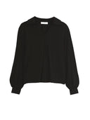 Jersey Bluse mit Kellerfalte aus Ecovero by Lenzing