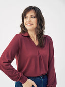 Jersey Bluse mit Kellerfalte aus Ecovero by Lenzing