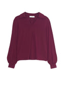 Jersey Bluse mit Kellerfalte aus Ecovero by Lenzing