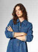 Denim-Kleid mit Bindegürtel aus Bio-Baumwolle