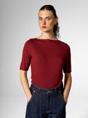 Jersey Shirt mit U-Boot-Ausschnitt aus LENZING™ ECOVERO™
