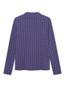 Stick-Jacquard Longsleeve mit Stehkragen aus Bio-Baumwolle