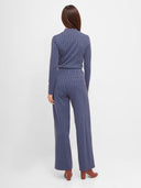 Stick-Jacquard Longsleeve mit Stehkragen aus Bio-Baumwolle