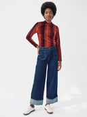 Jeans Hose mit breitem Saumaufschlag aus Bio-Baumwolle