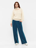 Jersey-Samt Hose mit weitem Bein aus Bio-Baumwolle